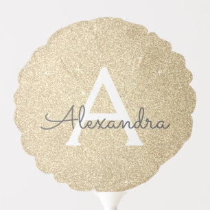 Gold Glitter & Sparkle Monogram Birthday Balloon