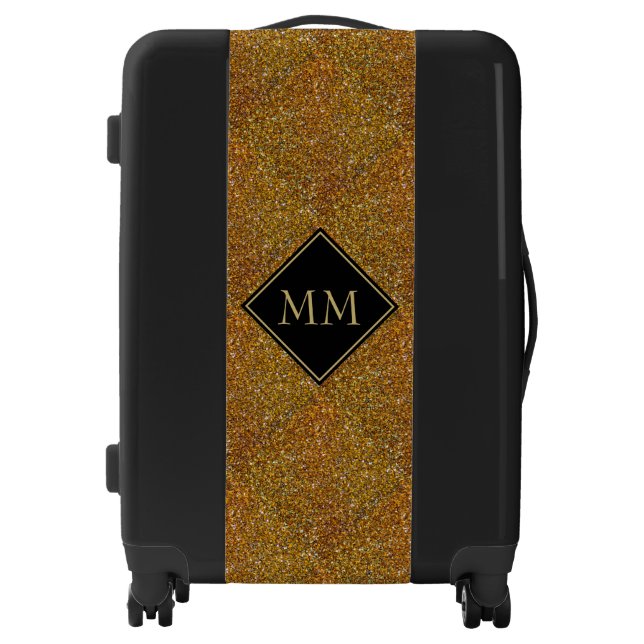 GOLD | Glitter Sparkle | MONOGRAM Luggage (Front)
