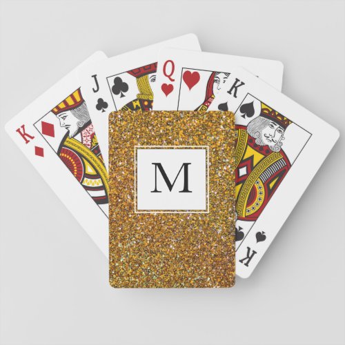 Gold Glitter Sparkle MONOGRAM Poker Cards