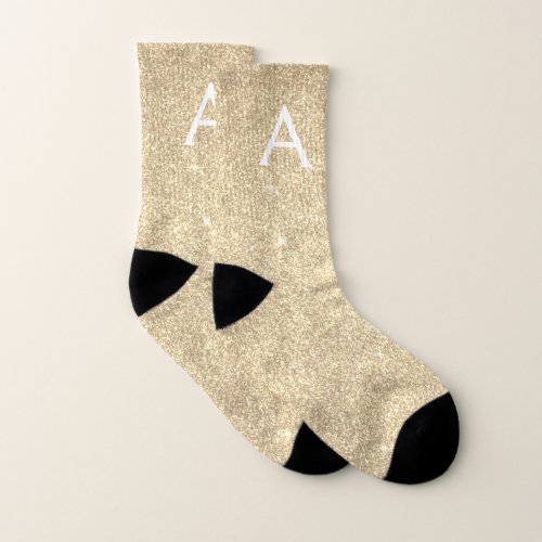 Gold Glitter  Sparkle Monogram Socks