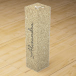 Gold Glitter & Sparkle Monogram Wine Box<br><div class="desc">Gold Faux Glitter and Sparkle Elegant Wine Gift Box. This Wine Gift Box can be customized to include your initial and first name and makes a great birthday party,  anniversary,  bachelorette party,  bridal shower gift.</div>