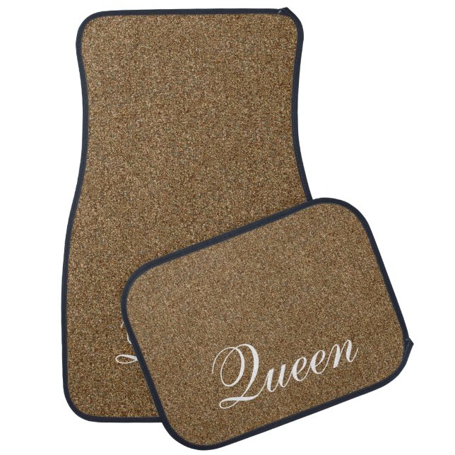 Gold glitter sparkle Queen plain classic Car Floor Mat (Set)