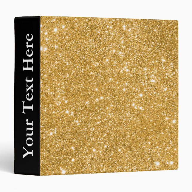 Gold Glitter Sparkles 3 Ring Binder (Front/Spine)
