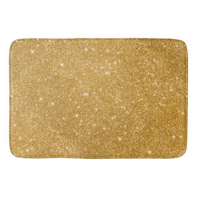 Gold Glitter Sparkles Bathroom Mat (Front)