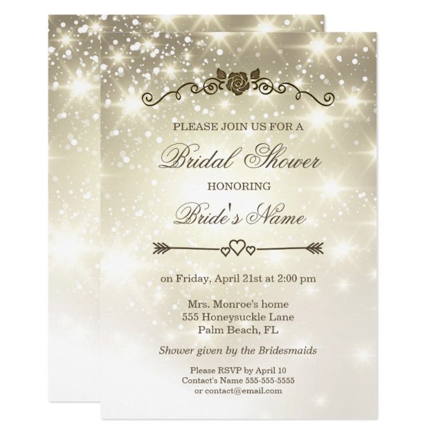 Gold Glitter Sparkles - Bridal Shower Invitation