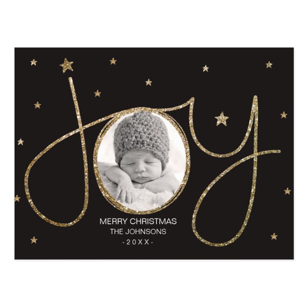 Gold Glitter Sparkles Christmas Holiday Postcard