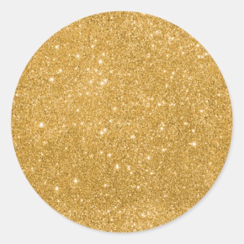 Gold Glitter Sparkles Classic Round Sticker