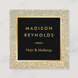 Gold Glitter Sparkles Modern Fashionable Square Business Card