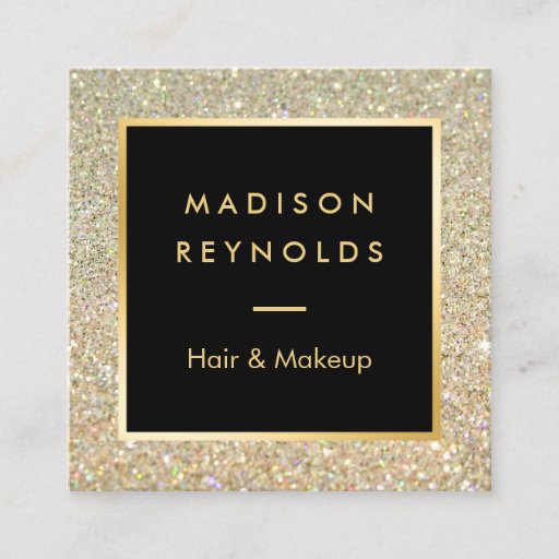 Customizable Gold Glitter Sparkles Modern Fashionable Square Business Card