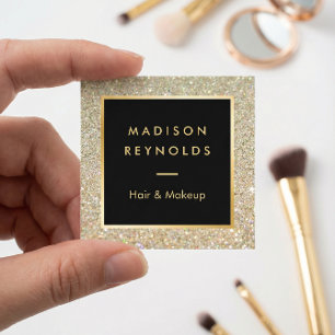 Gold Glitter Sparkles Modern Fashionable Square Business Card