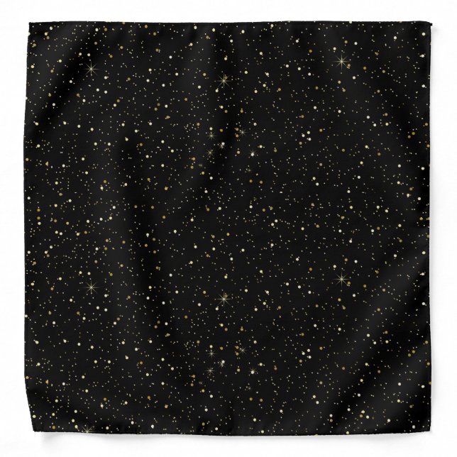 Gold glitter sparkles on black bandana (Front)
