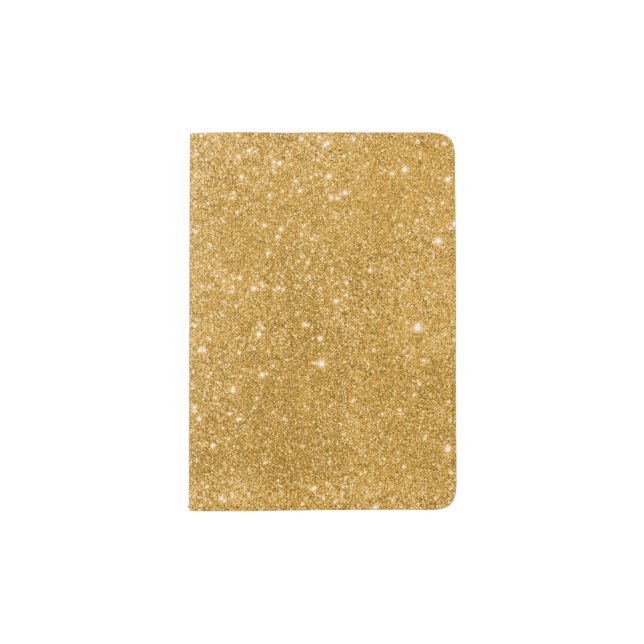 Gold Glitter Sparkles Passport Holder (Front)
