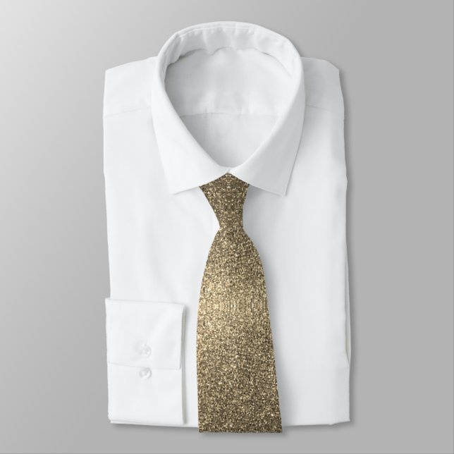 Gold Glitter Sparkles Professional Groom Best Man Neck Tie (Tied)