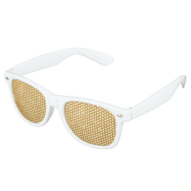 Gold Glitter Sparkles Retro Sunglasses (Angled)