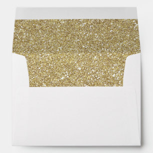 Gold Glitter Sparkles Return Address for 5x7 Card Envelope