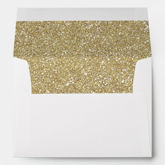 Gold Glitter Sparkles Return Address For 5x7 Invitation Envelope