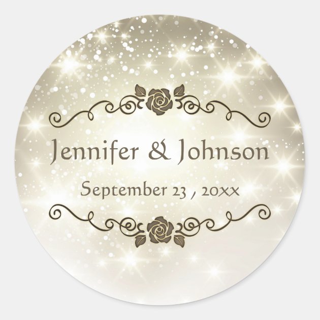 Gold Glitter Sparkles Wedding Classic Round Sticker