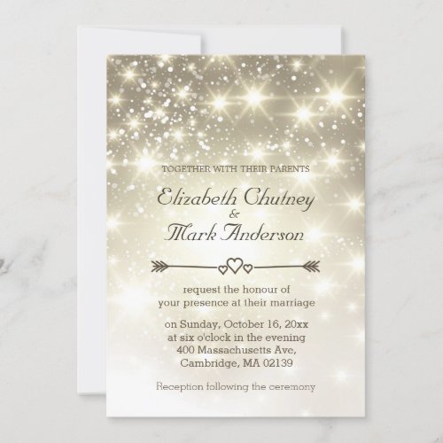 Gold Glitter Sparkles Wedding 5x7 Paper Invitation Card