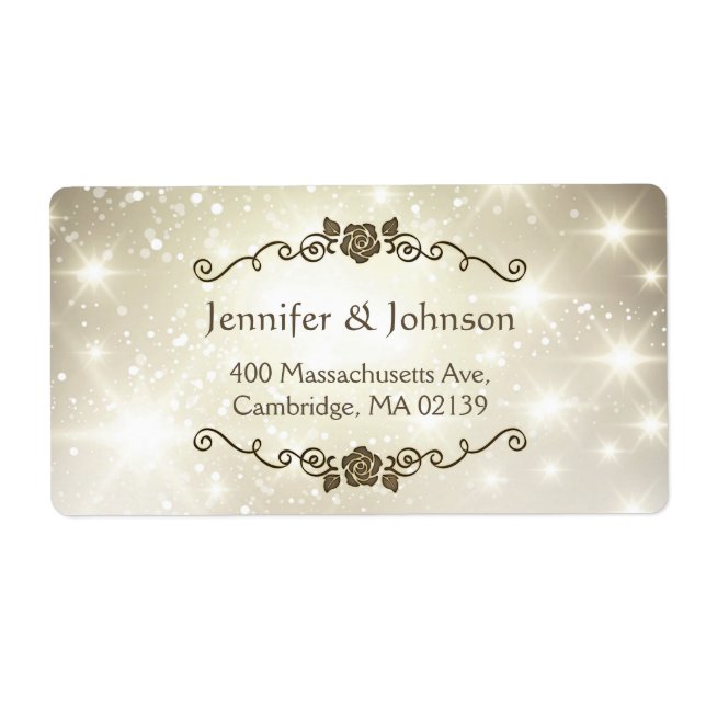 Gold Glitter Sparkles Wedding Label (Front)