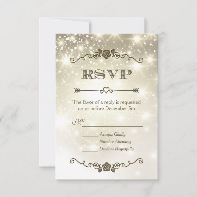 Gold Glitter Sparkles Wedding RSVP