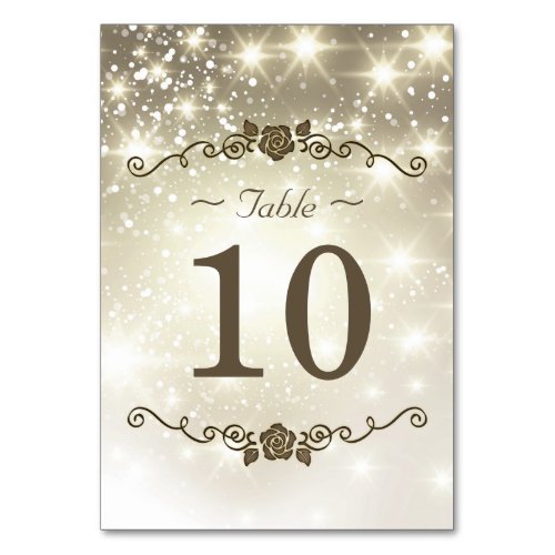 Gold Glitter Sparkles _ Wedding Table Number Card