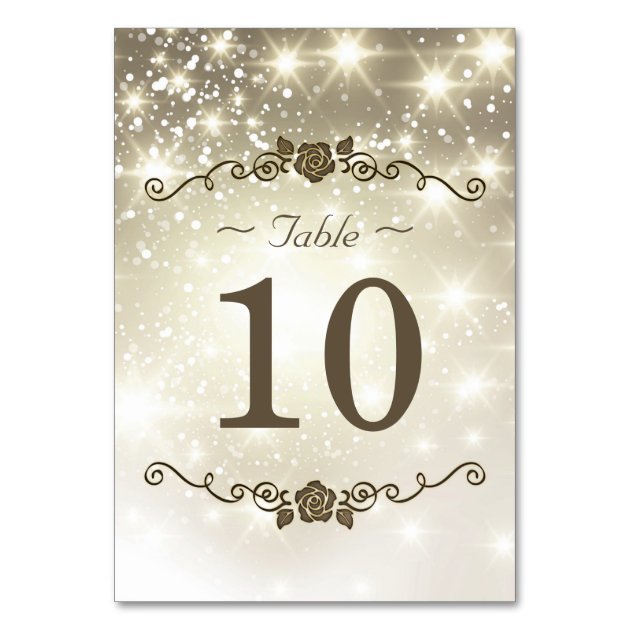 Gold Glitter Sparkles - Wedding Table Number Card