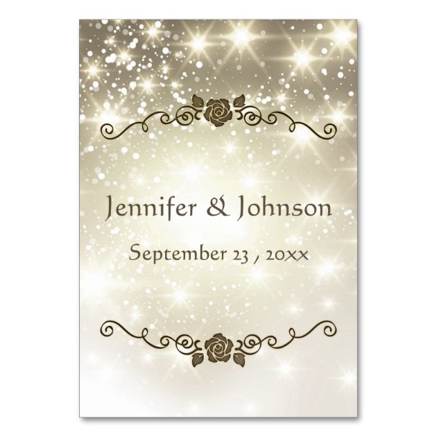 Gold Glitter Sparkles - Wedding Table Number Card
