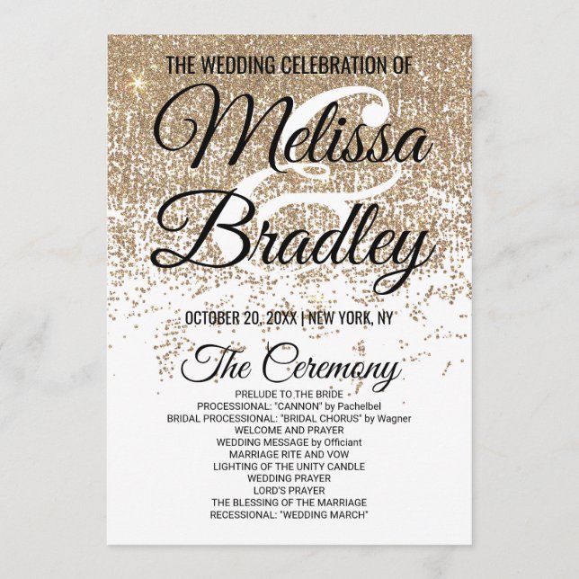 Gold Glitter Sparkles White Programs (Front)