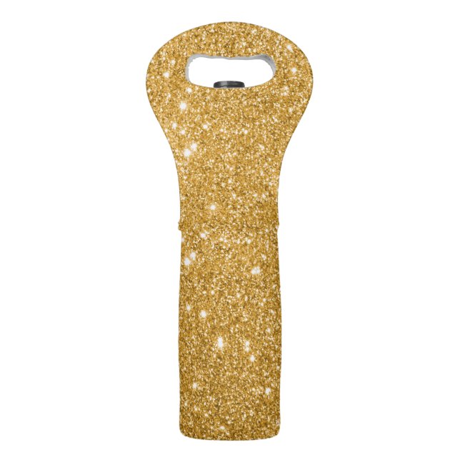 Gold Glitter Sparkles Wine Bag (Front)