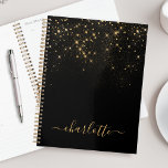 Gold Glitter Sparkling Elegant Glamorous Script Planner<br><div class="desc">Create your own personalized black and gold diamond sparkle planner with your custom modern handwritten script name.</div>