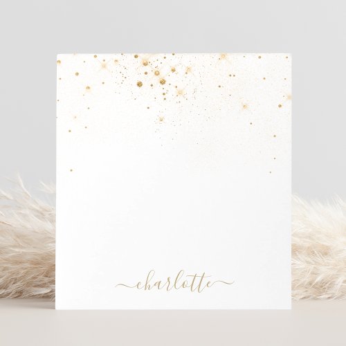 Gold Glitter Sparkly Elegant Glamorous Script Notepad