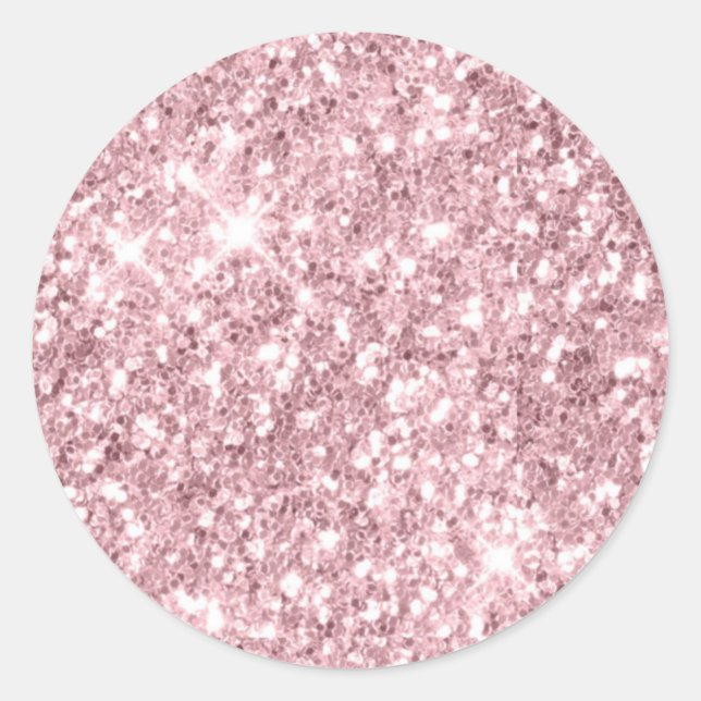 Gold Glitter Sparkly Pink Blank Classic Round Sticker (Front)