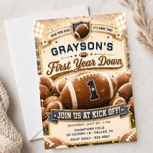 Gold Glitter Sports Party Invite Rookie Season The
