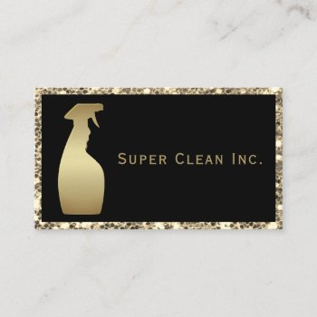 Gold Glitter Spray Bottle Luxury Cleaning Services Business Card by tyraobryant at Zazzle