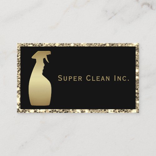 Gold Glitter Spray Bottle Luxury Cleaning Services Business Card