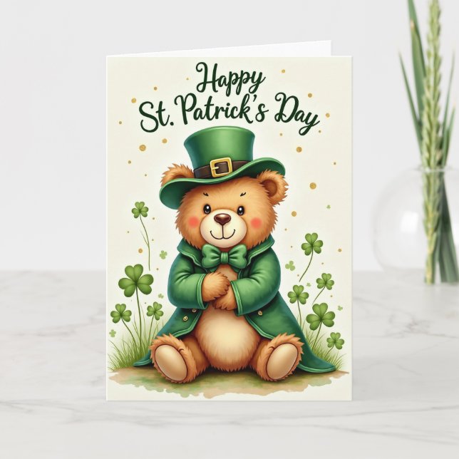 Gold Glitter St Patricks Day Card (Front)