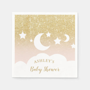 Gold glitter star moon cloud baby shower napkins