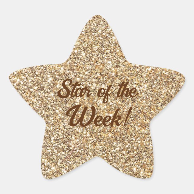 Gold Glitter Star student reward Sticker (Front)
