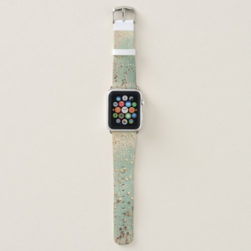 Gold Glitter Stardust on Sea Green Apple Watch Band