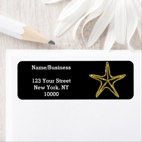 Gold Glitter Starfish Custom Label