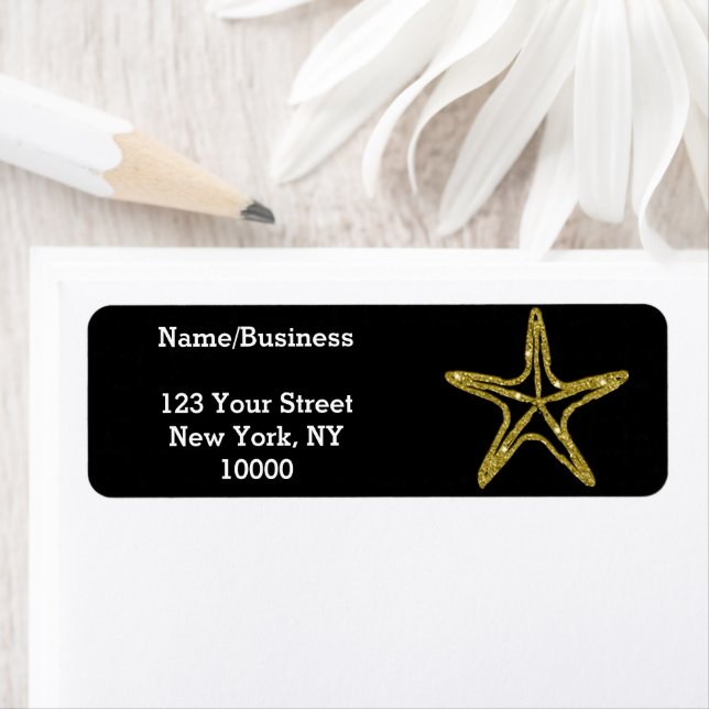 Gold Glitter Starfish Custom Label (Insitu)