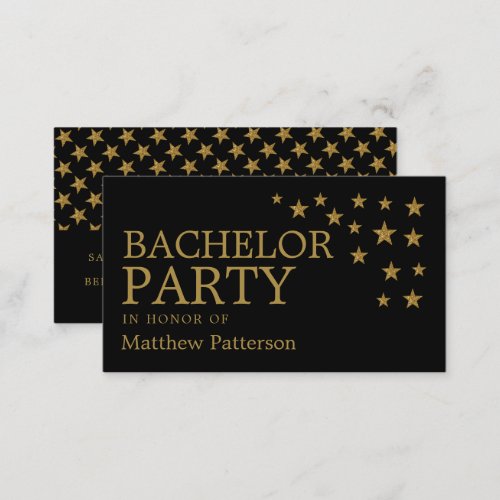 Gold Glitter Stars Bachelor Party Ticket Invite