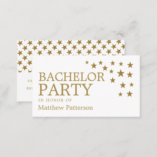 Gold Glitter Stars Bachelor Party Ticket Invite