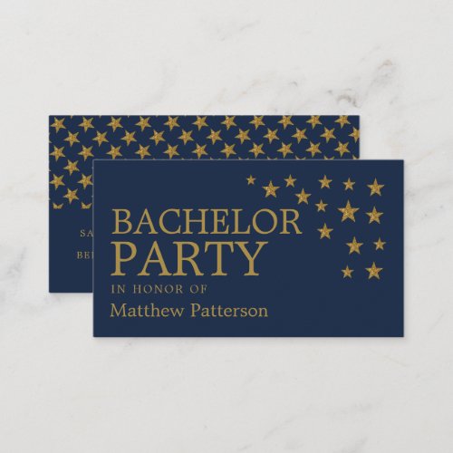 Gold Glitter Stars Bachelor Party Ticket Invite