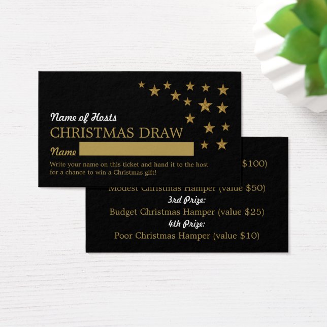 Gold Glitter Stars, Christmas Party Raffle Tickets (Desk)