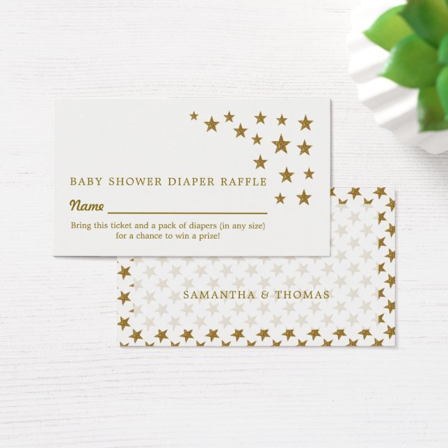 Gold Glitter Stars, Diaper Raffle Ticket (Desk)