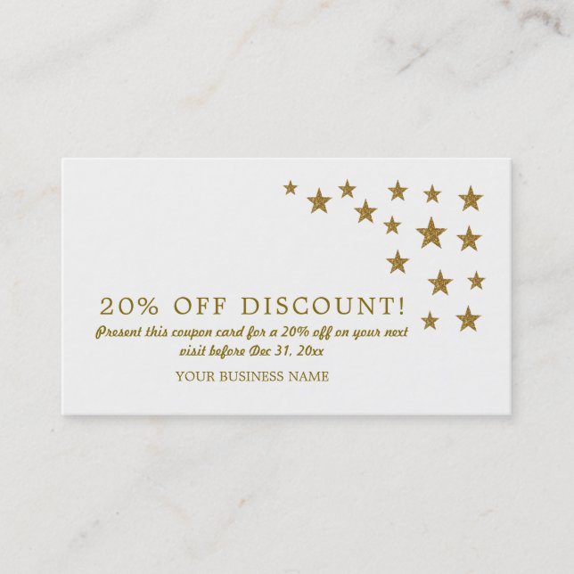 Gold Glitter Stars, Discount Voucher (Front)