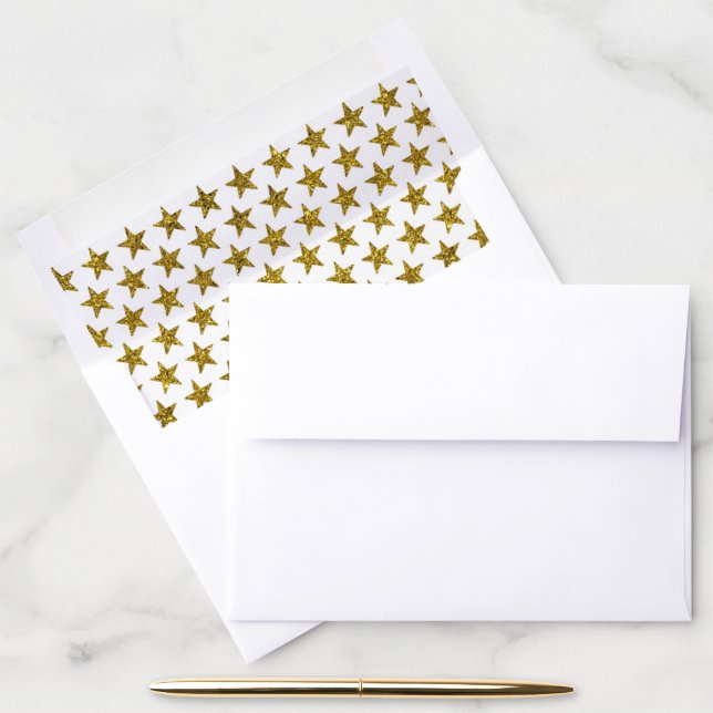 Gold glitter stars  envelope liner (Desk)