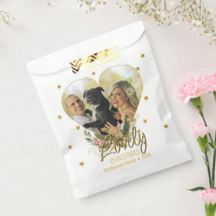 Gold Glitter Stars Heart Photo Lovely Christmas Favor Bag