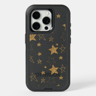 Gold Glitter Stars iPhone 15 Pro Case